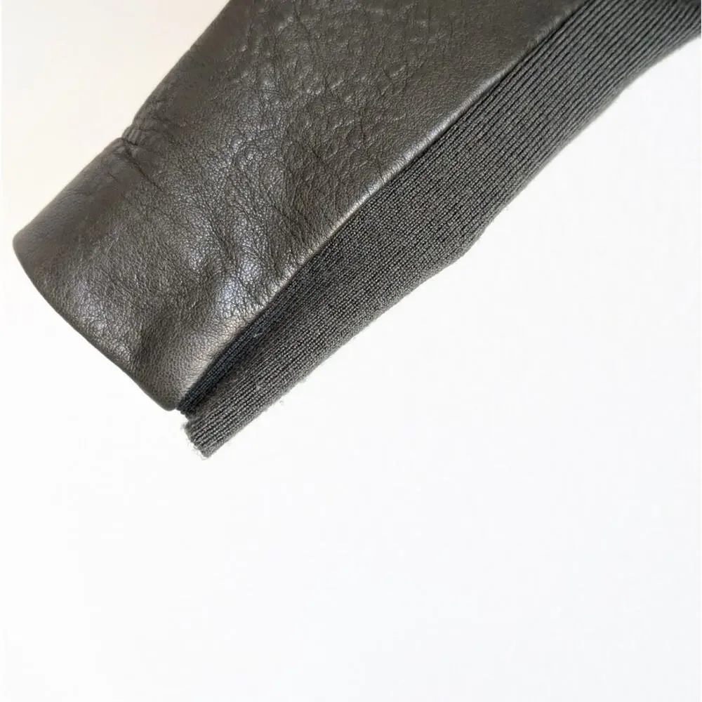 VEDA Women's Green and Black Leather Jacket - Picture 10 of 10